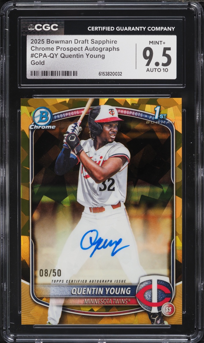 2025 Bowman Chrome Draft Sapphire Gold Quentin Young PROSPECT AUTO /50 #CPA-QY CGC 9.5 MINT+