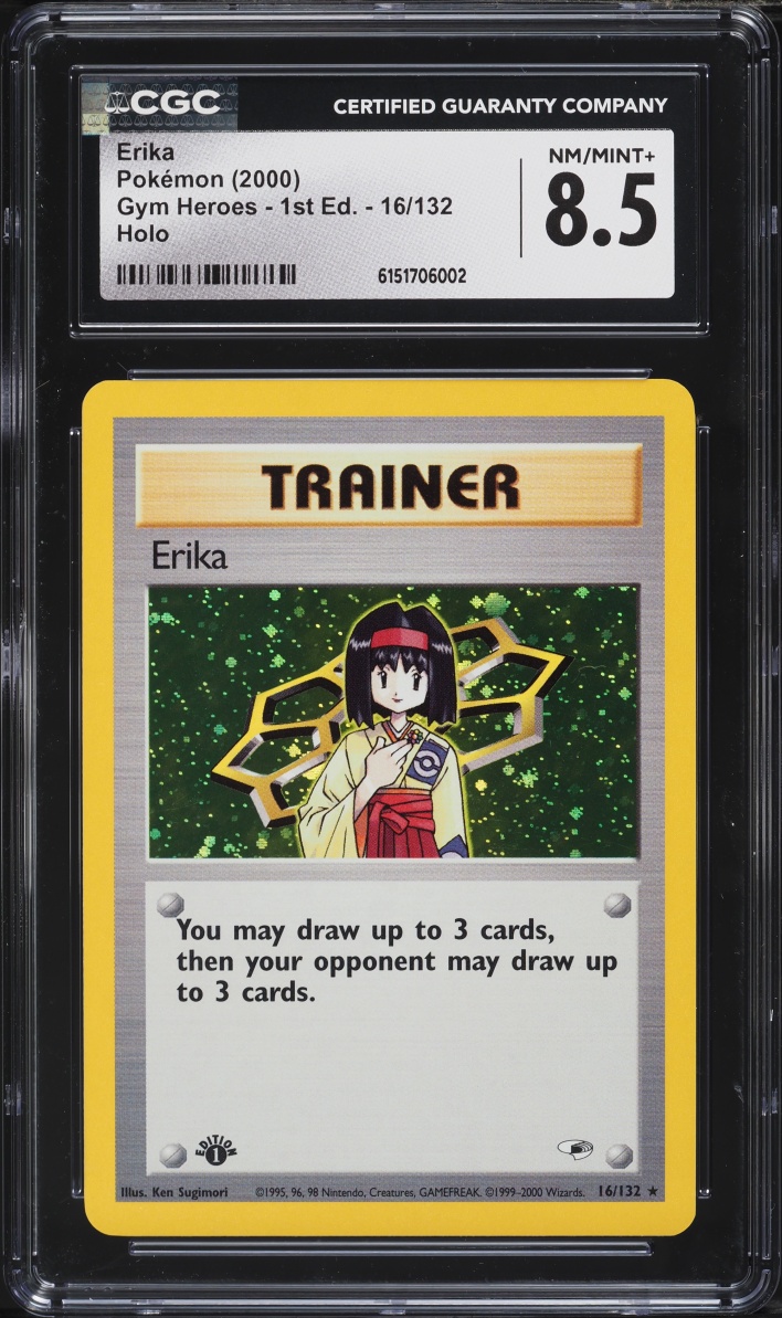 2000 Pokemon Gym Heroes 1st Edition Holo Erika #16 CGC 8.5 NM-MT+