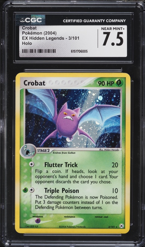 2004 Pokemon EX Hidden Legends Holo Crobat #3 CGC 7.5 NRMT+