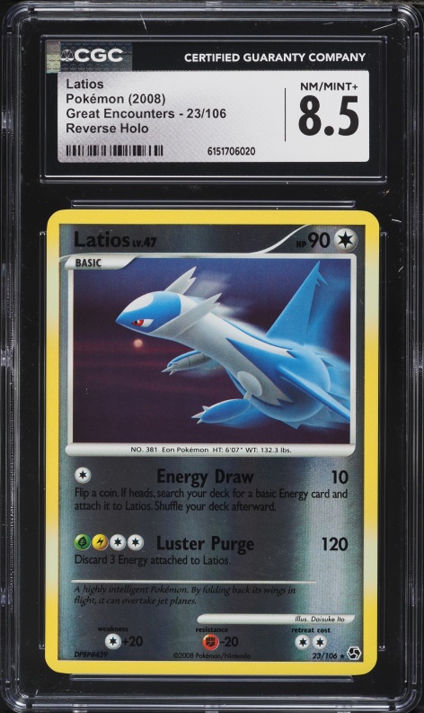 2008 Pokemon Diamond & Pearl Great Encounters Reverse Holo Latios #23 CGC 8.5 NM-MT+