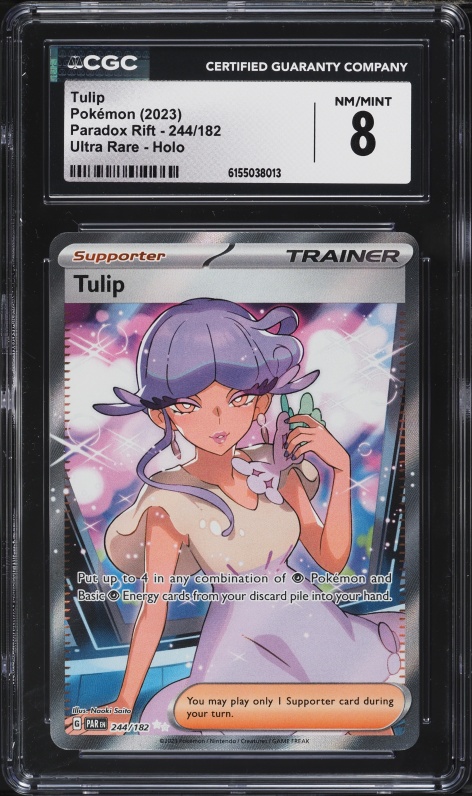 2023 Pokemon Scarlet & Violet Paradox Rift Full Art Tulip #244 CGC 8 NM-MT