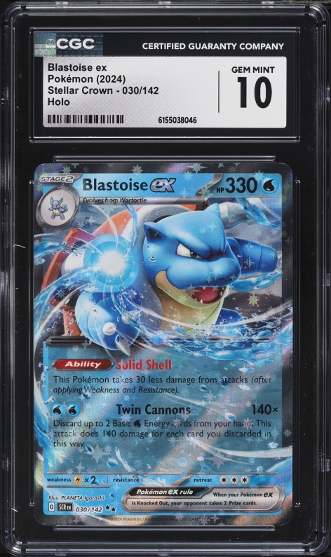 2024 Pokemon Scarlet & Violet Stellar Crown Holo Blastoise Ex #30 CGC 10 GEM MINT