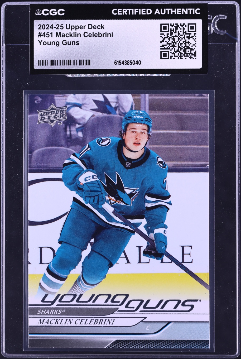 2024 Upper Deck Young Guns Macklin Celebrini ROOKIE #451 CGC AUTH