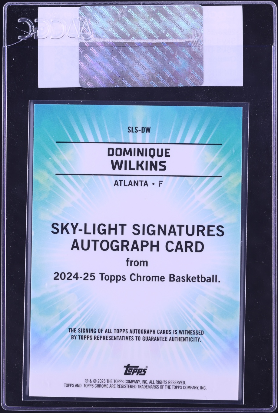 2024 Topps Chrome Sapphire Sky Light Orange Dominique Wilkins AUTO /25 #SLS-DW CGC AUTH