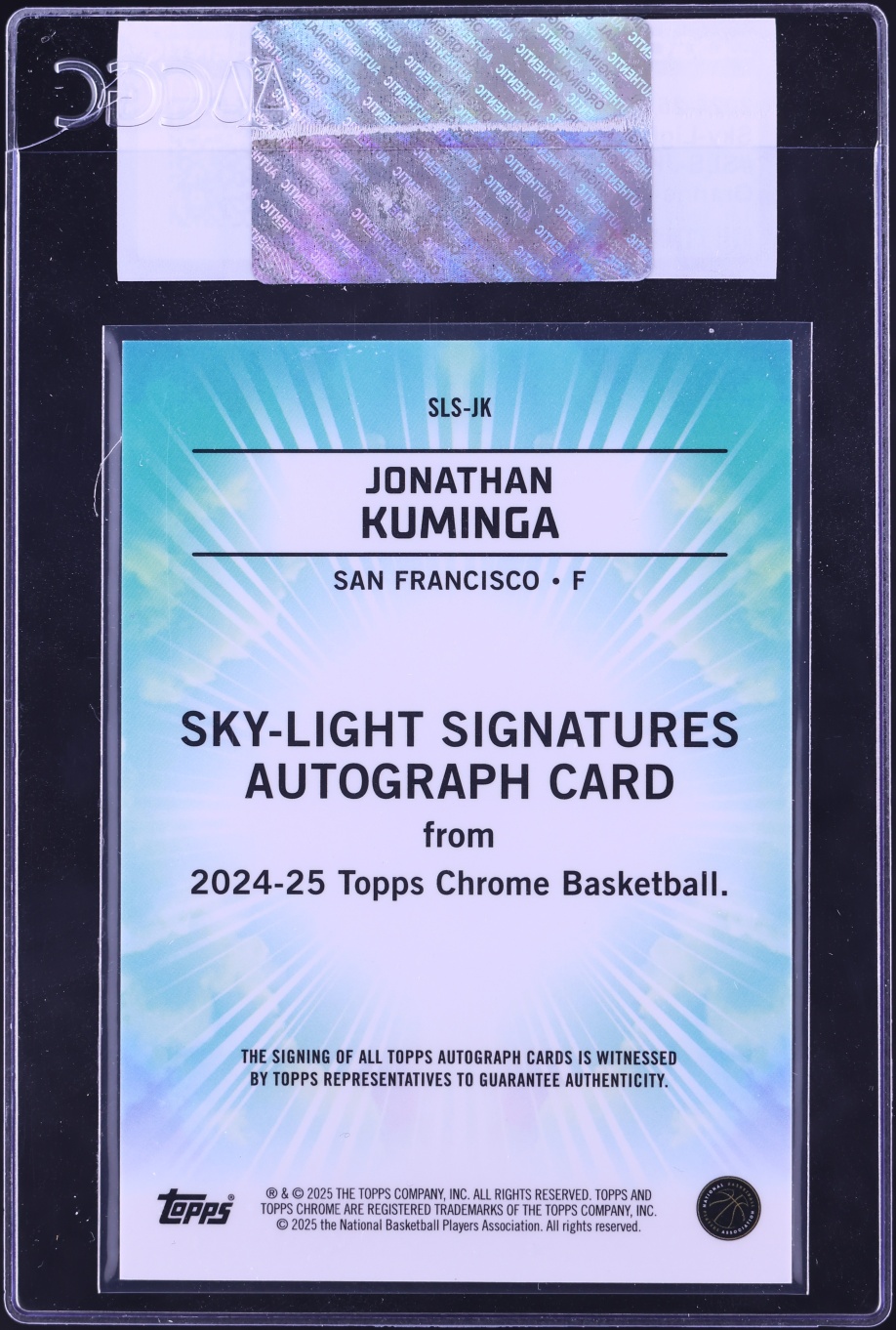 2024 Topps Chrome Sapphire Sky Light Orange Jonathan Kuminga AUTO /25 #SLS-JK CGC AUTH