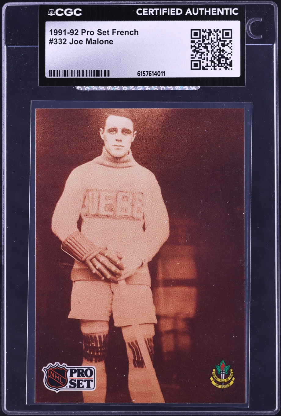 1991 Pro Set French Hockey Joe Malone #332 CGC AUTH