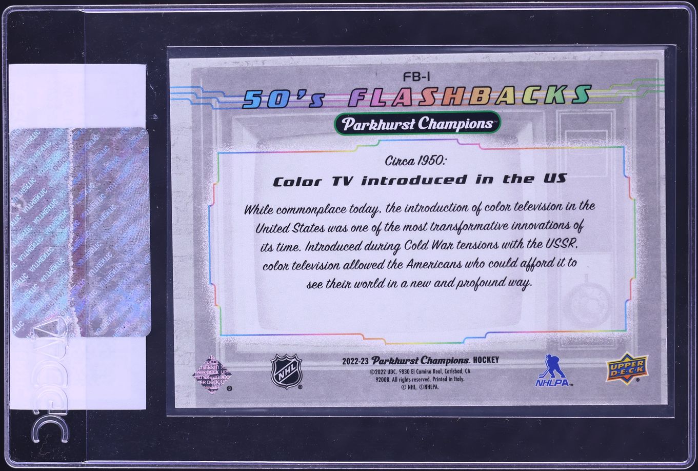2022 Parkhurst Champions '50s Flashbacks Color TV Introduced #FB-1 CGC AUTH
