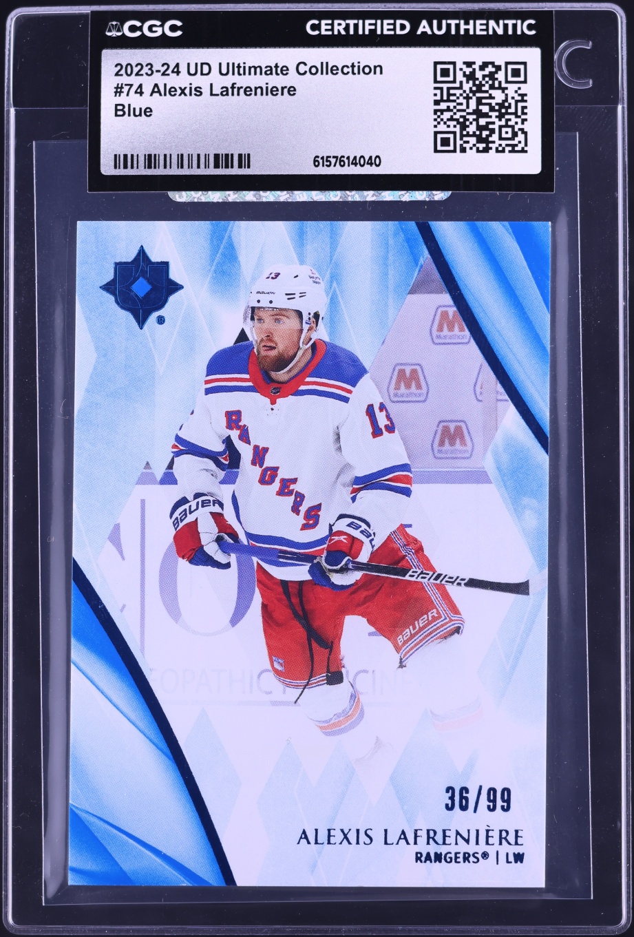 2023 Ultimate Collection Blue Alexis Lafreniere /99 #74 CGC AUTH