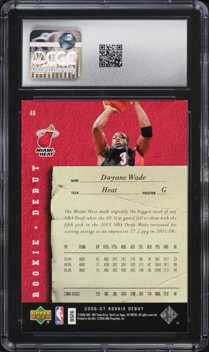 2006 Upper Deck Rookie Debut Dwyane Wade #48 CGC 10 GEM MINT