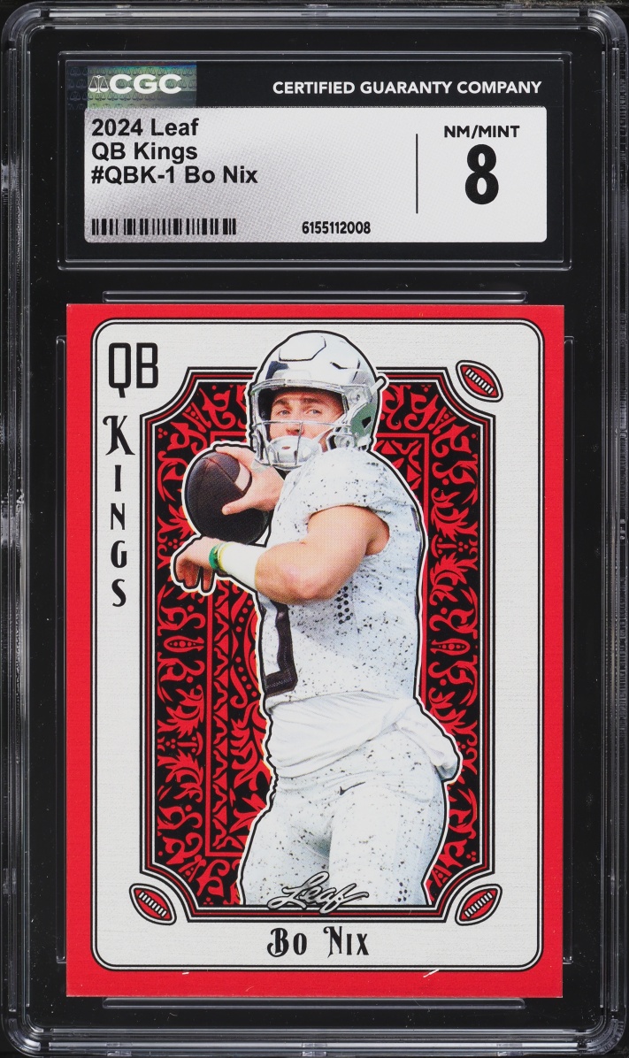2024 Leaf QB Kings Bo Nix ROOKIE #QBK-1 CGC 8 NM-MT