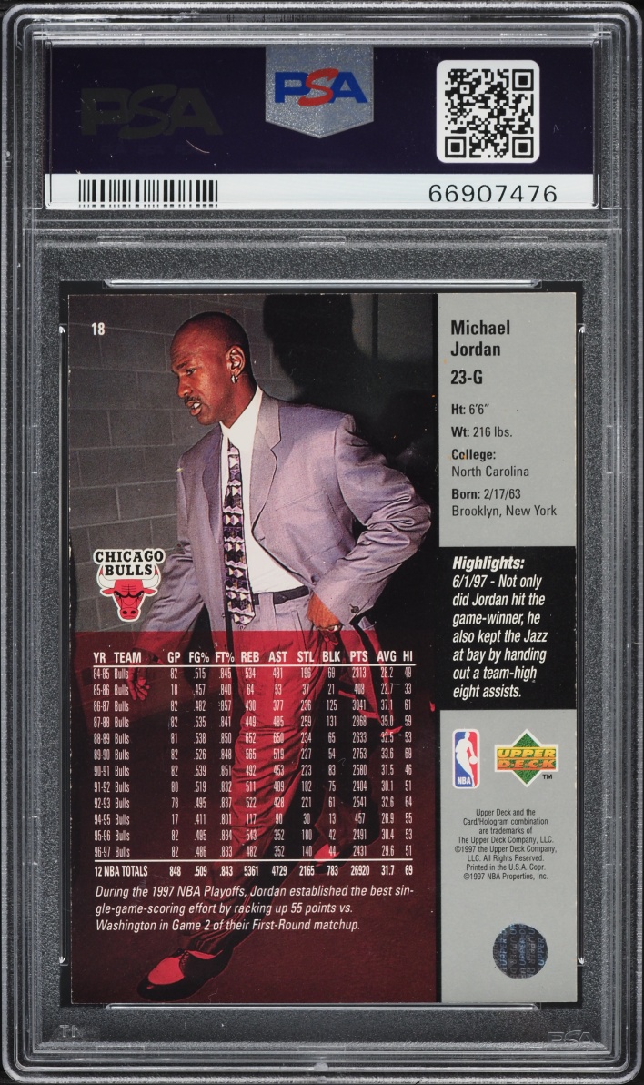 1997 Upper Deck Game Dated All-Star Weekend Michael Jordan #18 PSA 8 NM-MT