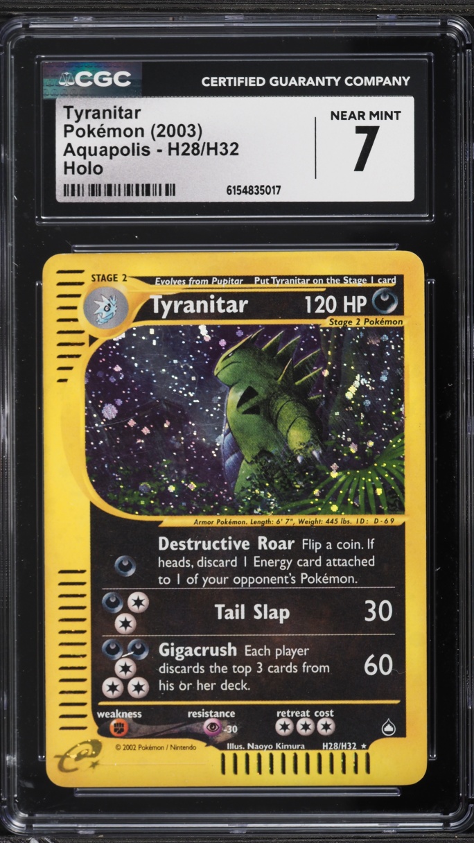 2003 Pokemon Aquapolis Holo Tyranitar #H28 CGC 7 NRMT