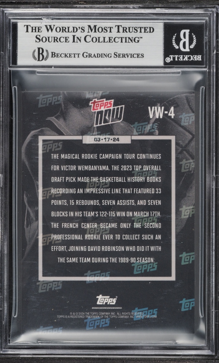 2023 Topps Now Victor Wembanyama ROOKIE #VW-4 BGS 9 MINT