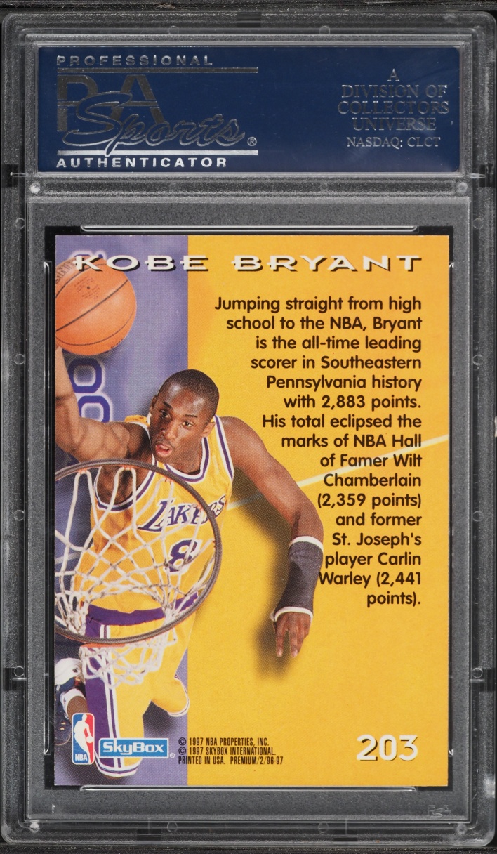 1996 Skybox Premium Kobe Bryant ROOKIE #203 PSA 10 GEM MINT