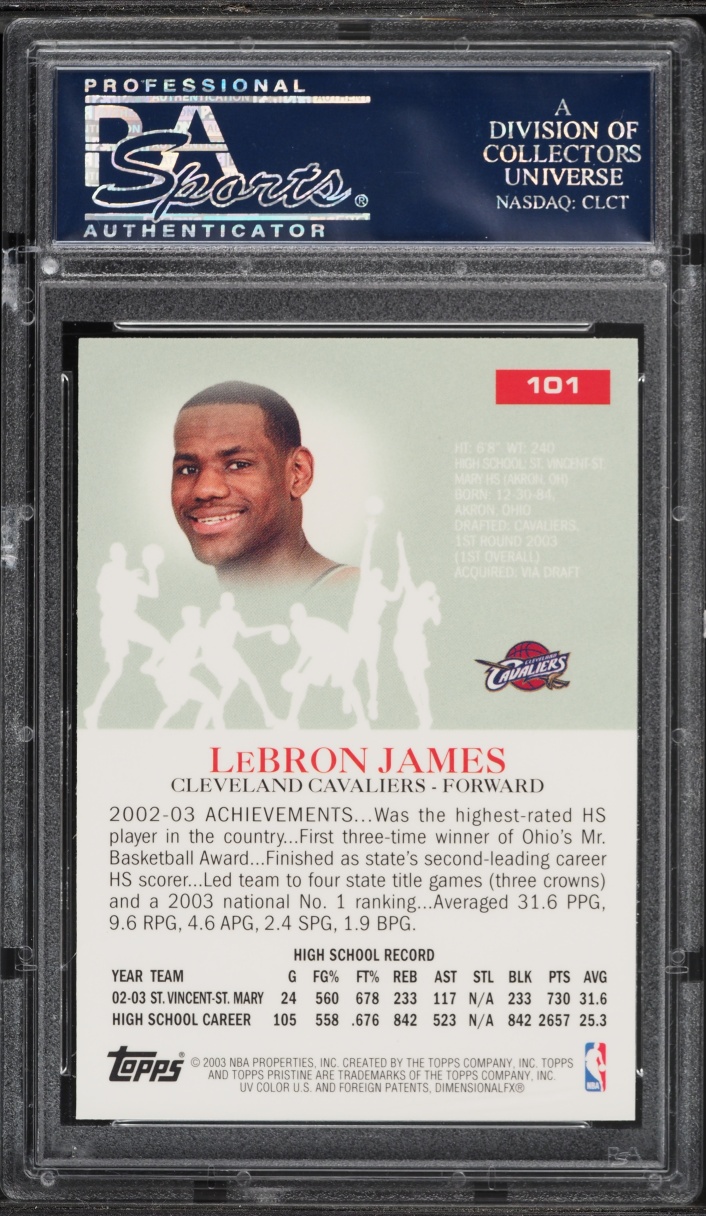 2003 Topps Pristine LeBron James ROOKIE #101 PSA 10 GEM MINT