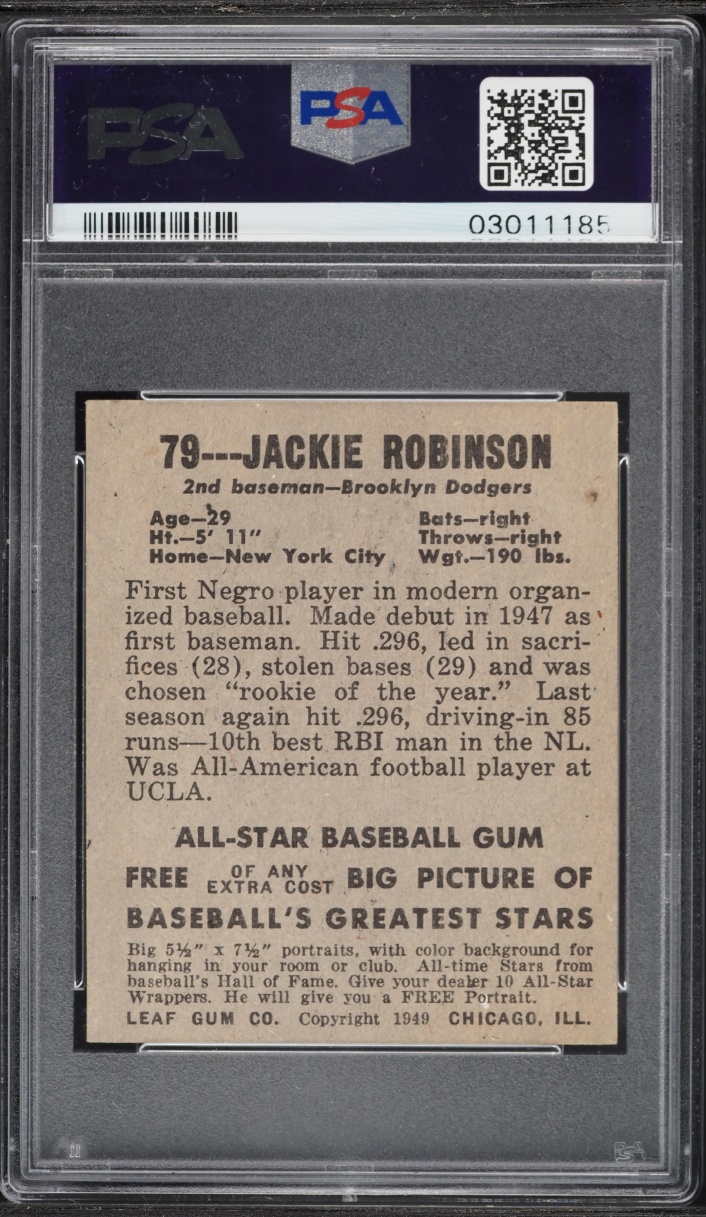 1948 Leaf Jackie Robinson ROOKIE #79 PSA 7 NRMT on Fanatics Collect