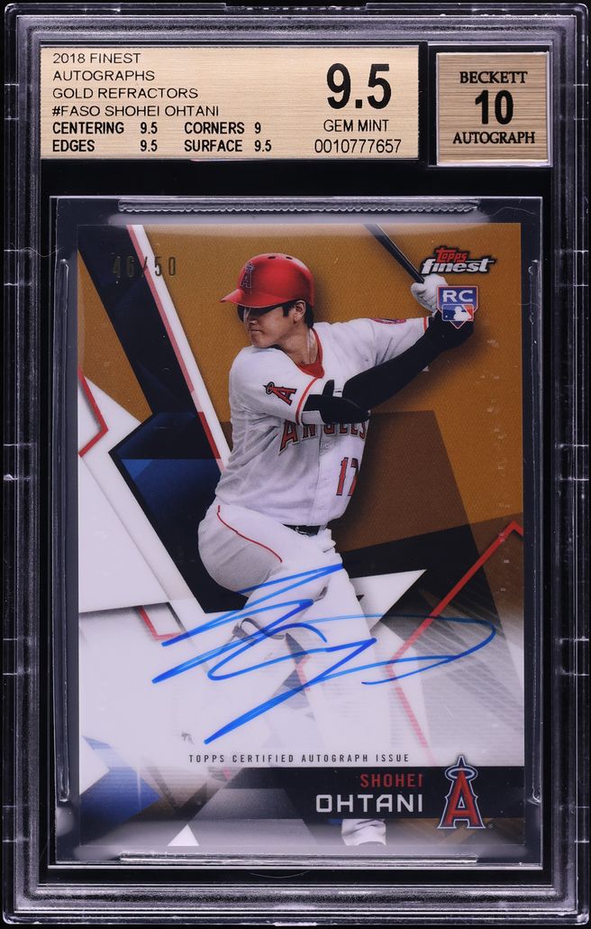 2018 Finest Gold Refractor Shohei Ohtani ROOKIE AUTO /50 #FA-SO BGS 9.5 GEM MINT