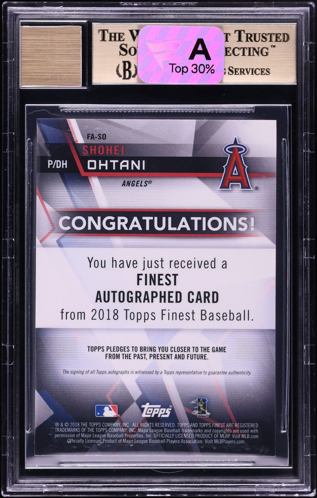 2018 Finest Gold Refractor Shohei Ohtani ROOKIE AUTO /50 #FA-SO BGS 9.5 GEM MINT
