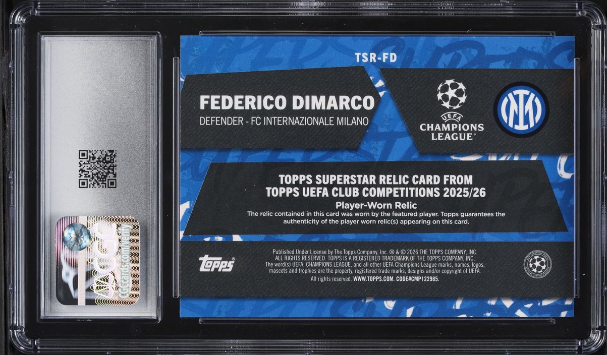 2025 Topps UEFA CC Superstar Blue Foil Federico Dimarco PATCH /150 #TSR-FD CGC 9 MINT