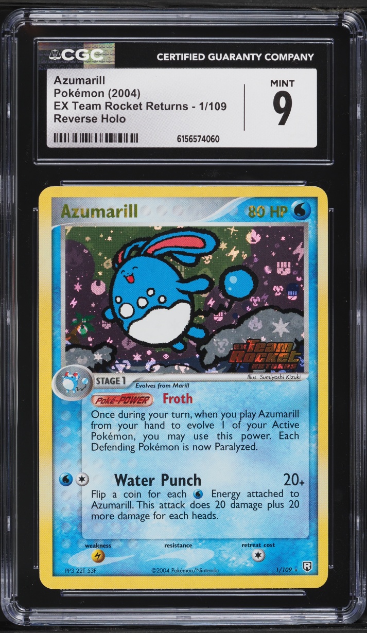 2004 Pokemon EX Team Rocket Returns Reverse Holo Azumarill #1 CGC 9 MINT