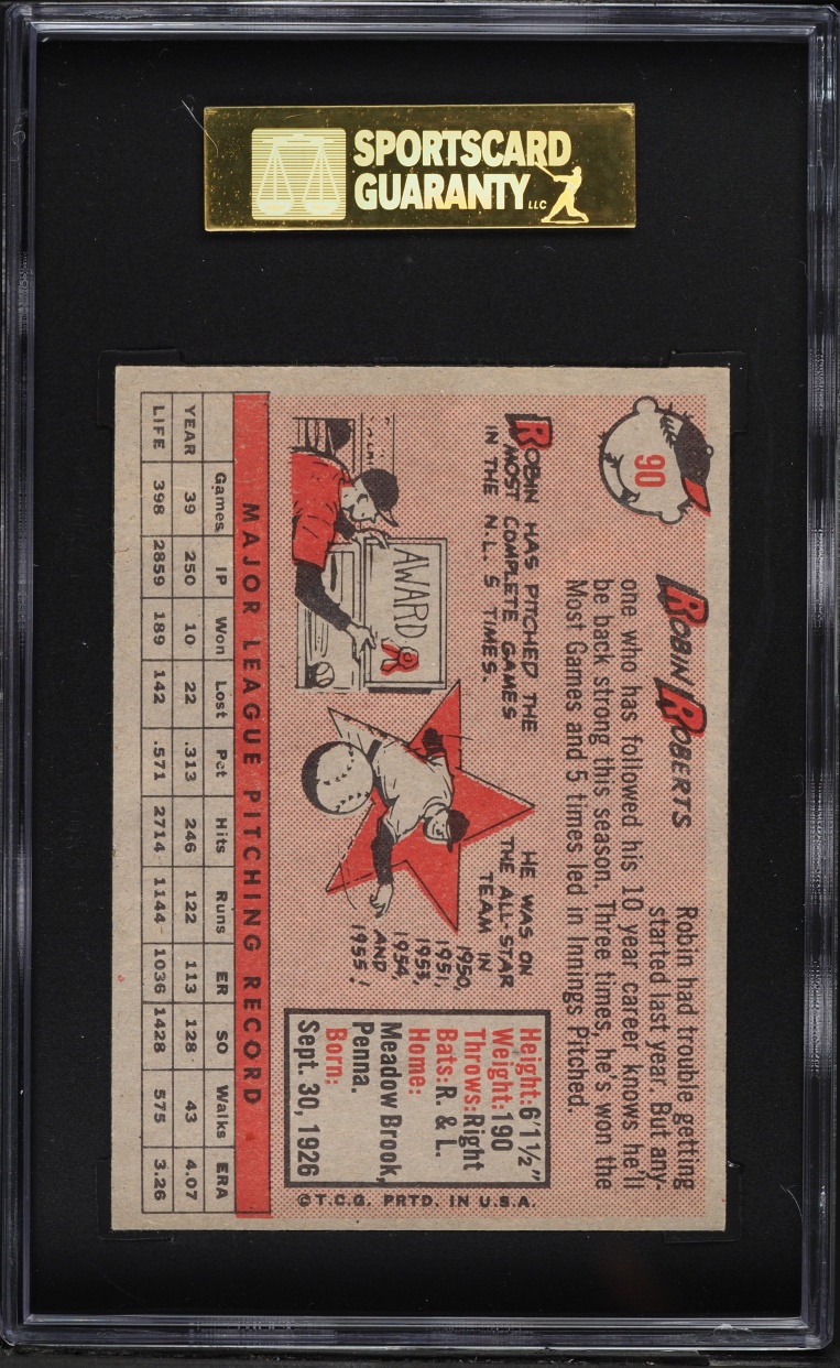 1958 Topps Robin Roberts #90 SGC 7 NRMT