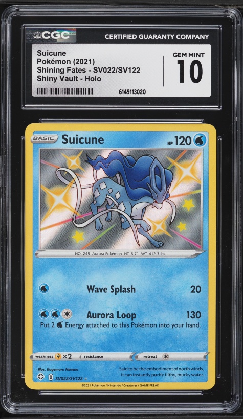 2021 Pokemon Sword & Shield Shining Fates Shiny Holo Suicune #SV022 CGC 10 GEM MINT