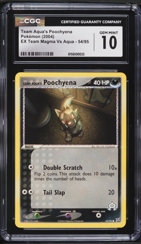 2004 Pokemon EX Team Magma Vs Aqua Team Aqua's Poochyena #54 CGC 10 GEM MINT