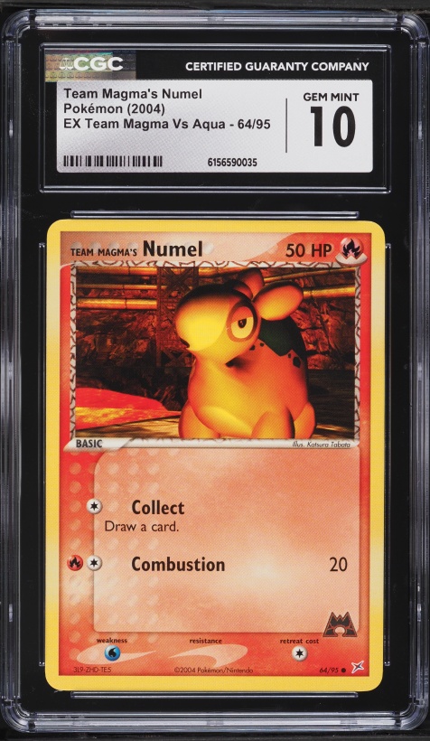2004 Pokemon EX Team Magma Vs Aqua Team Magma's Numel #64 CGC 10 GEM MINT
