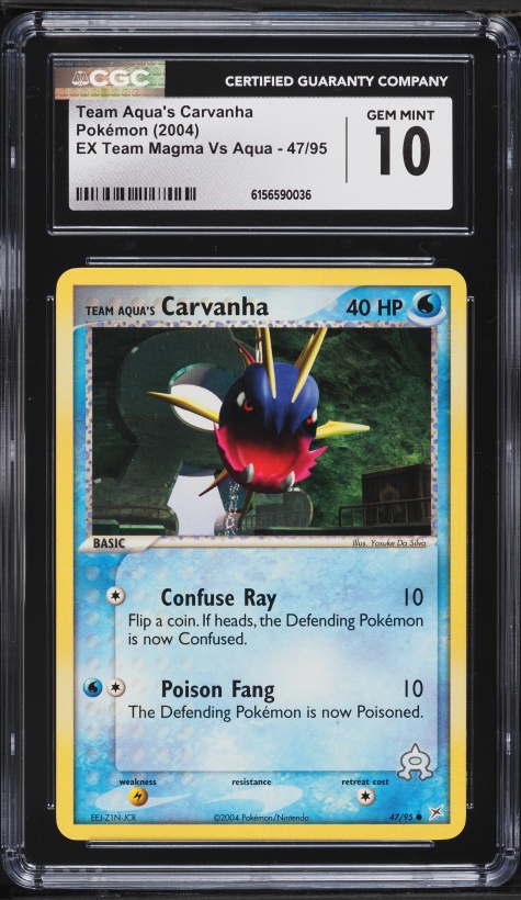 2004 Pokemon EX Team Magma VS Aqua Team Aqua's Carvanha #47 CGC 10 GEM MINT