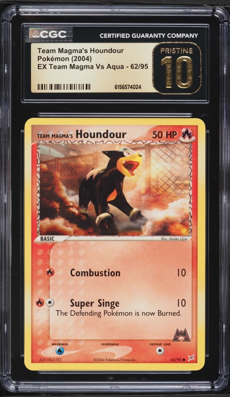 2004 Pokemon EX Team Magma VS Aqua Team Magma's Houndour #62 CGC 10 PRISTINE