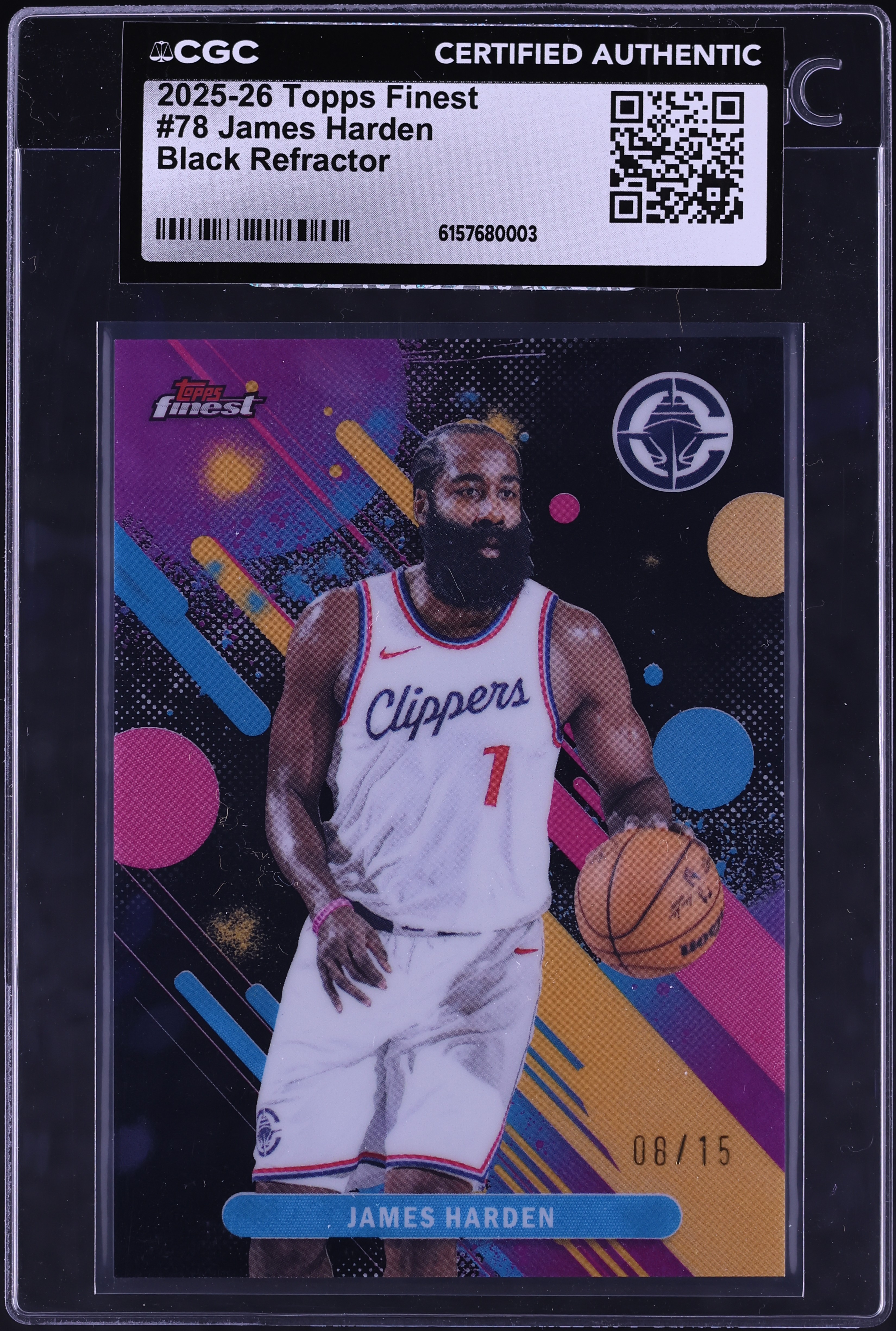 2025 Topps Finest Basketball Black Refractor James Harden #78