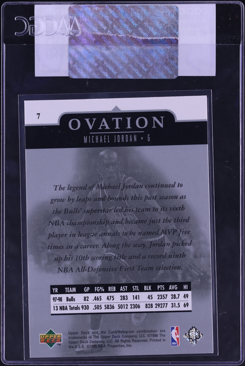 1998 Upper Deck Ovation Michael Jordan #7 CGC AUTH