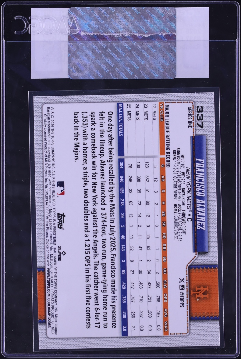 2026 Topps Rainbow Foil Francisco Alvarez #337 CGC AUTH