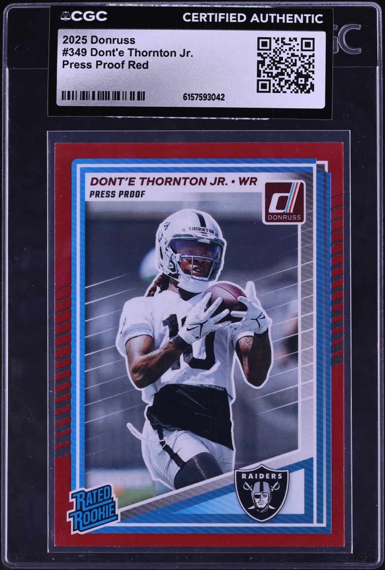 2025 Donruss Press Proof Red Dont'e Thornton Jr. ROOKIE #349 CGC AUTH