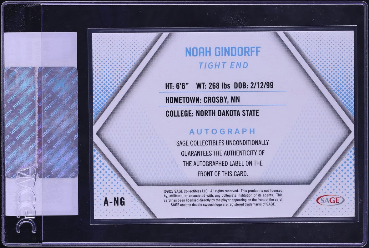 2023 SAGE Football Noah Gindorff ROOKIE AUTO #A-NG CGC AUTH