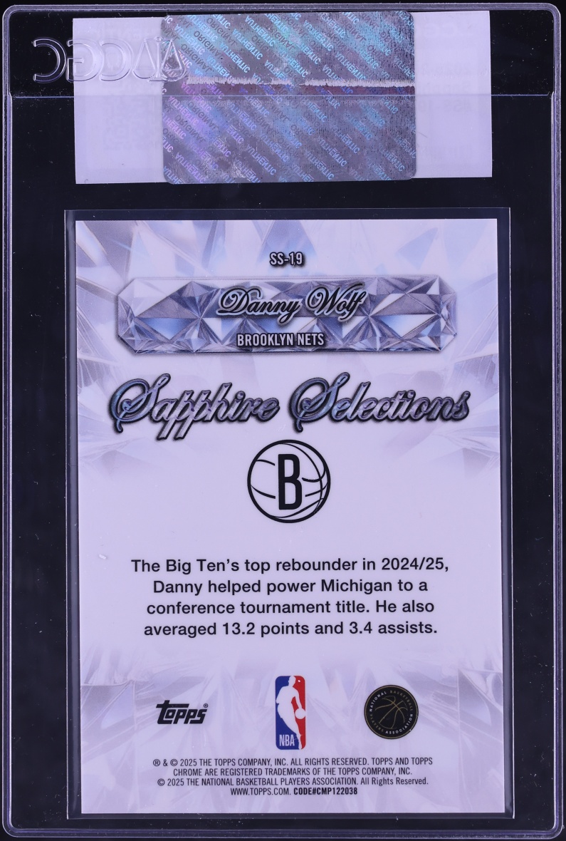 2025 Topps Chrome Sapphire Selections Danny Wolf ROOKIE #SS-19 CGC AUTH
