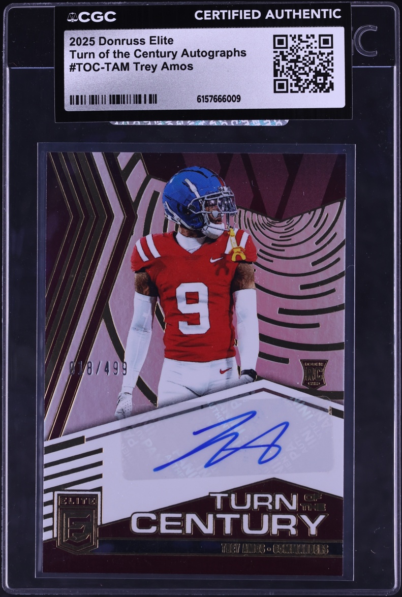 2025 Donruss Elite Turn Of The Century Trey Amos ROOKIE AUTO /499 #TOC-TAM CGC AUTH