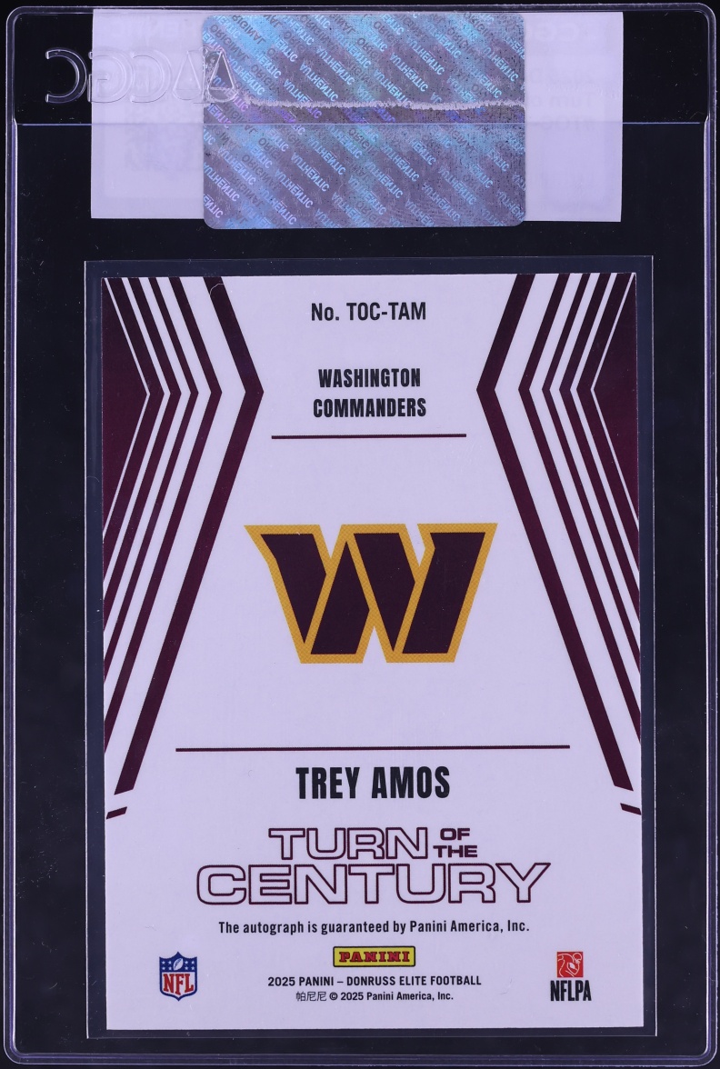 2025 Donruss Elite Turn Of The Century Trey Amos ROOKIE AUTO /499 #TOC-TAM CGC AUTH