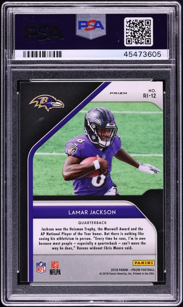 2018 Panini Prizm Introduction Lamar Jackson ROOKIE #RI-12 PSA 9 MINT