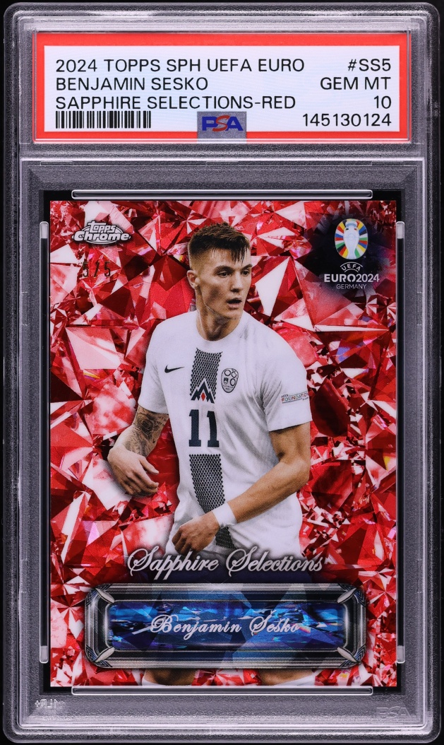 2024 Topps Chrome Sapphire UEFA Euro Selections Red Benjamin Sesko 5/5 #SS5 PSA 10 GEM MINT