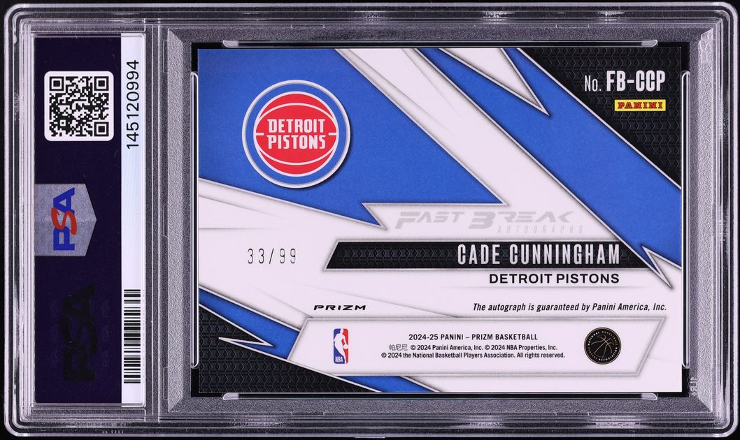 2024 Panini Prizm Fast Break Red Cade Cunningham AUTO /99 #FBCCP PSA 10 GEM MINT