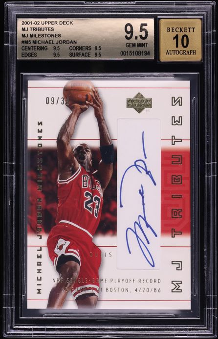 2001 Upper Deck MJ Tributes Milestones Michael Jordan AUTO /30 #M5 BGS 9.5 GEM MINT