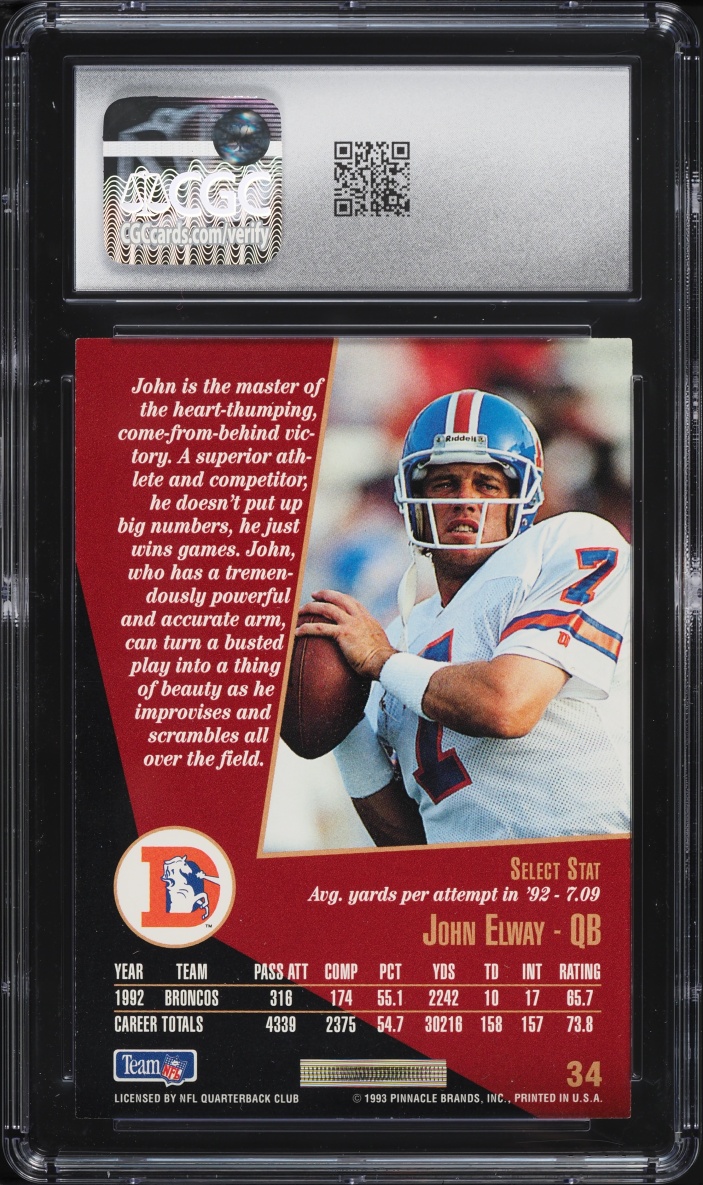 1993 Select John Elway #34 CGC 8.5 NM-MT+