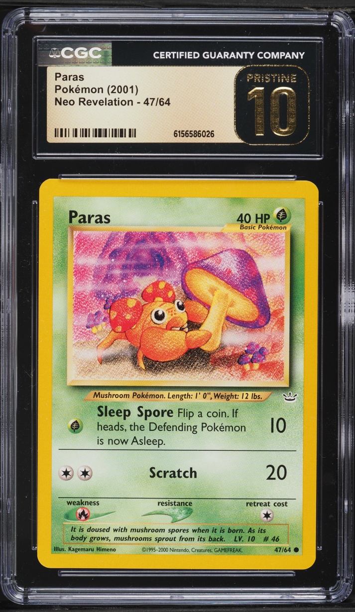2001 Pokemon Neo Revelation Paras #47 CGC 10 PRISTINE