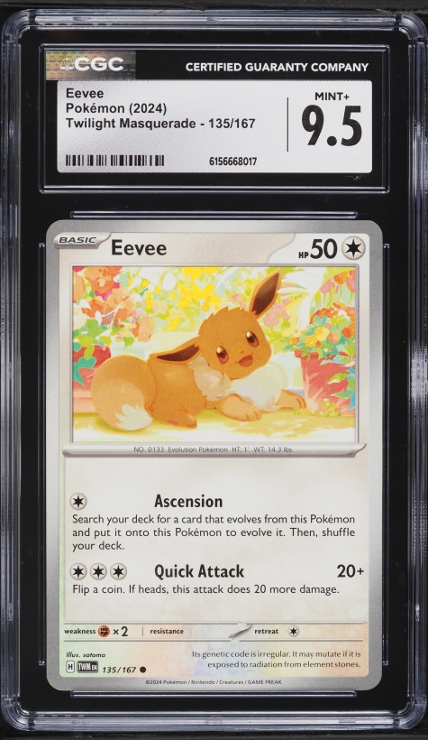 2024 Pokemon Scarlet & Violet Twilight Masquerade Eevee #135 CGC 9.5 MINT+