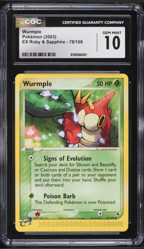 2003 Pokemon EX Ruby & Sapphire Wurmple #78 CGC 10 GEM MINT
