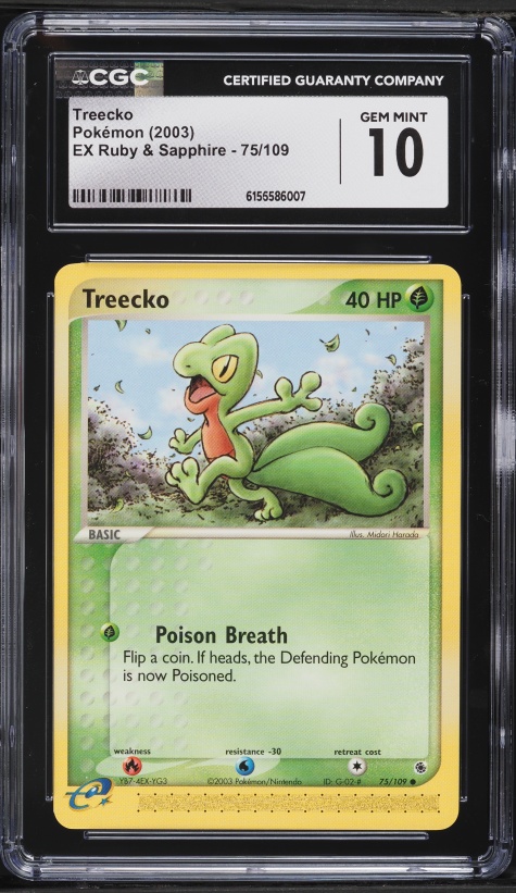 2003 Pokemon EX Ruby & Sapphire Treecko #75 CGC 10 GEM MINT
