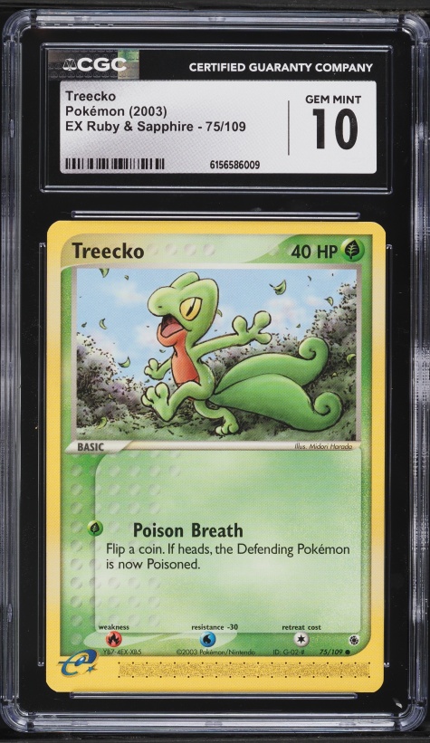 2003 Pokemon EX Ruby & Sapphire Treecko #75 CGC 10 GEM MINT