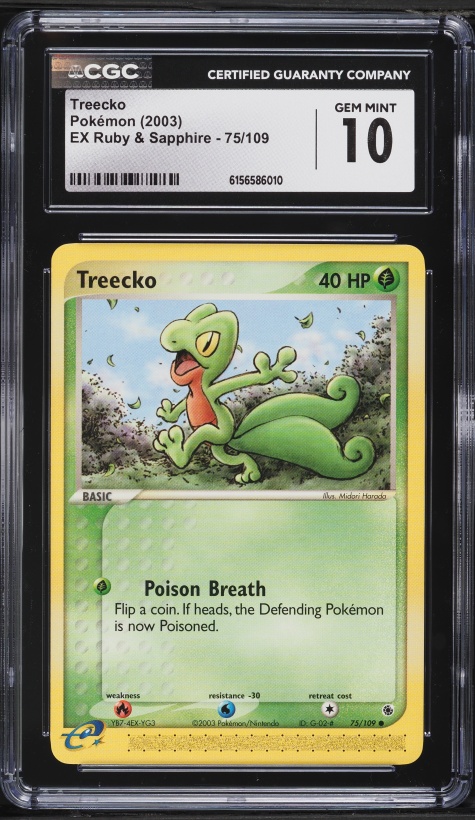 2003 Pokemon EX Ruby & Sapphire Treecko #75 CGC 10 GEM MINT