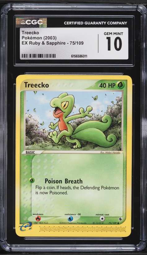 2003 Pokemon EX Ruby & Sapphire Treecko #75 CGC 10 GEM MINT